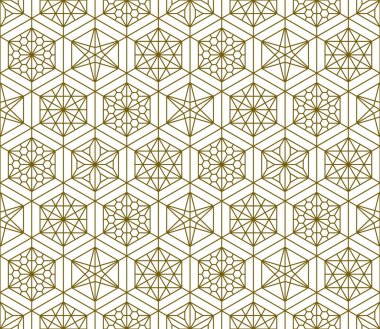 Geleneksel Japon gemisi Kumiko Zaiku 'nun elementlerine dayanan kusursuz bir desen. Kahverengi ince çizgiler.