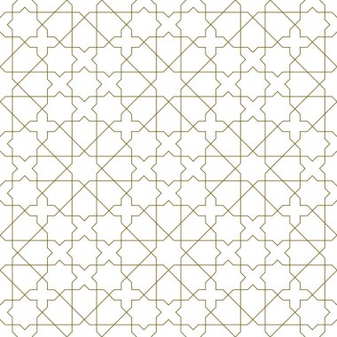 Geleneksel İslami sanata dayalı kusursuz geometrik süsleme. Kahverengi çizgiler. Kumaş, tekstil, kapak, ambalaj kağıdı, arka plan için harika tasarım..