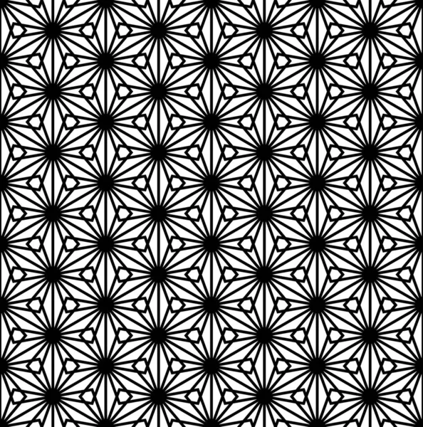 Japanese Seamless Kumiko Pattern Black White Thick Lines — 图库矢量图片