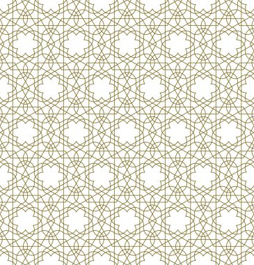 Geleneksel İslami sanata dayalı kusursuz geometrik süsleme. Kahverengi çizgiler. Kumaş, tekstil, kapak, ambalaj kağıdı, arka plan için harika tasarım..