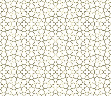 Geleneksel İslami sanata dayalı kusursuz geometrik süsleme. Kahverengi çizgiler. Kumaş, tekstil, kapak, ambalaj kağıdı, arka plan için harika tasarım..