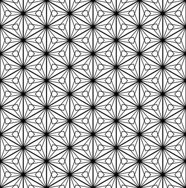 Japanese Seamless Kumiko Pattern Black White Thick Lines — 图库矢量图片