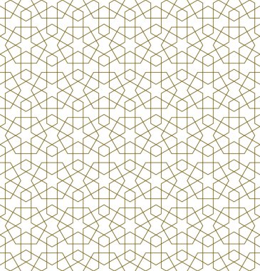 Geleneksel İslami sanata dayalı kusursuz geometrik süsleme. Kahverengi çizgiler. Kumaş, tekstil, kapak, ambalaj kağıdı, arka plan için harika tasarım..