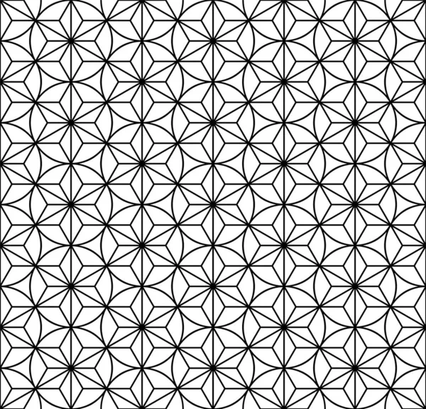 黑白相间的日本无缝Kumiko图案 平均厚度线 — 图库矢量图片