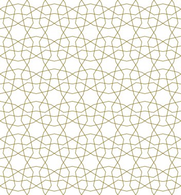 Geleneksel İslami sanata dayalı kusursuz geometrik süsleme. Kahverengi çizgiler. Kumaş, tekstil, kapak, ambalaj kağıdı, arka plan için harika tasarım..