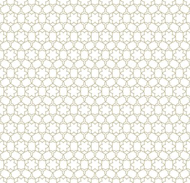 Geleneksel İslami sanata dayalı kusursuz geometrik süsleme. Kahverengi çizgiler. Kumaş, tekstil, kapak, ambalaj kağıdı, arka plan için harika tasarım..