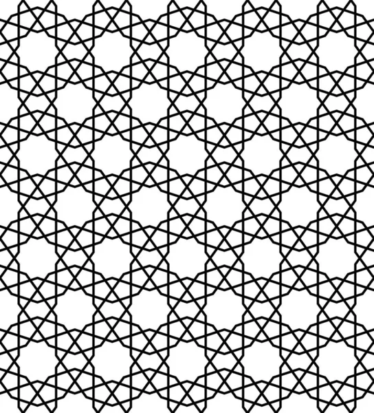 Zökkenőmentes Geometrikus Dísz Alapuló Hagyományos Iszlám Művészet Fekete Színű Vonalak — Stock Vector