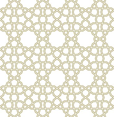 Geleneksel İslami sanata dayalı kusursuz geometrik süs. Kumaş, tekstil, kapak, ambalaj kağıdı, arka plan için harika tasarım..