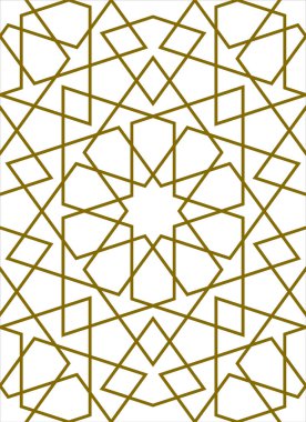 Geleneksel İslami sanat eserine dayanan kusursuz geometrik süsleme. Kahverengi renk çizgileri. Kumaş, tekstil, kapak, ambalaj kağıdı, arka plan kalınlığı için harika tasarım..
