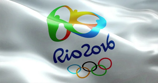 Flag med Rio 2016 Olympiske Lege - Stock-foto