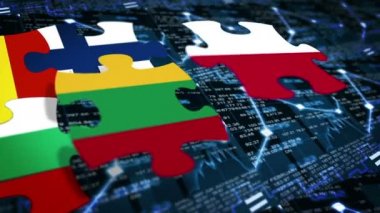 birçok finansal grafik arka planı kompozisyon Avrupa Ulusal bayrağını bulmaca