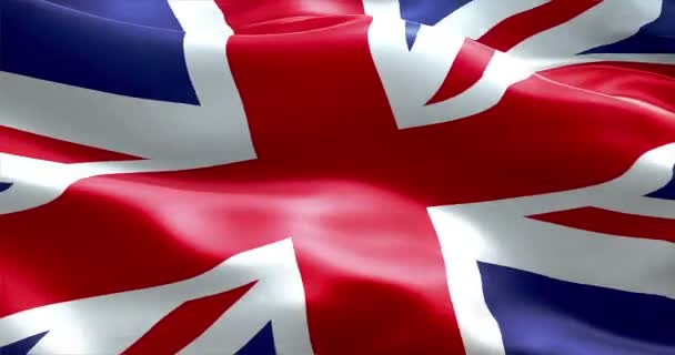 Close up of waving flag of union jack, uk great britain england symbol — стоковое видео