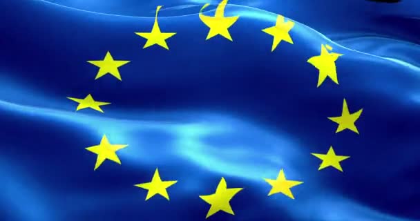EU flag, euro flag, flag of european union waving — Stock Video
