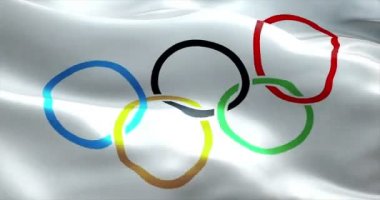 Beş renkli halkalar Olimpiyat sembolü bayrak sallayarak, Ağustos 2016 daireler