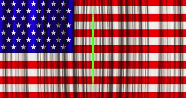 high quality animation perfectly curtain with united states of america, usa flag opening movement background