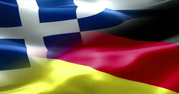 Waving flag of Germany and Greece — Stock Video