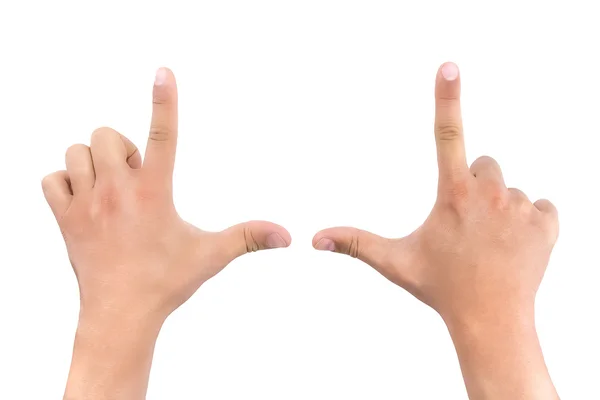 Руки человека, показывающего композицию — стоковое фото