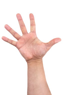 Beş sayısı gösterilen bir adamın elini 