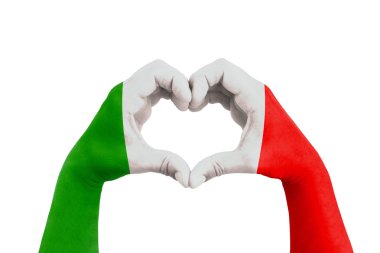 pray for italy, man hands in the form of heart with the flag of italy on the white background, concept for hope and helpful support for the Italy victims clipart