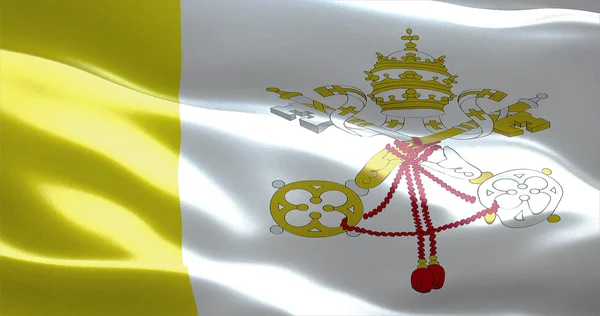 Agitant la texture du tissu du drapeau de l'état de la ville vatican — Photo