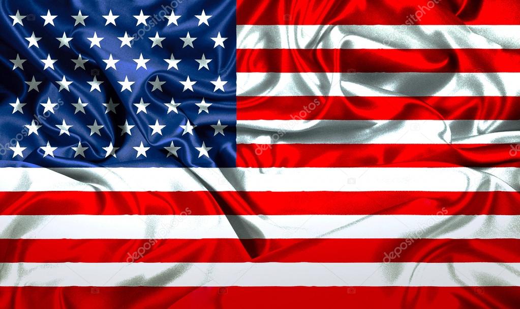 satin fabric American USA flag