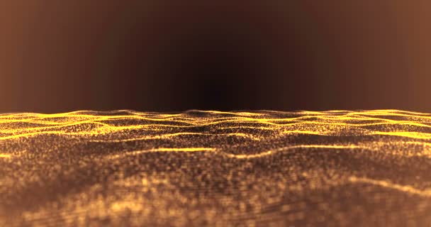 Абстрактная 3D рендеринг, технология сплетения золота динамическое цифровое движение поверхности на золотой градиент со светом — стоковое видео