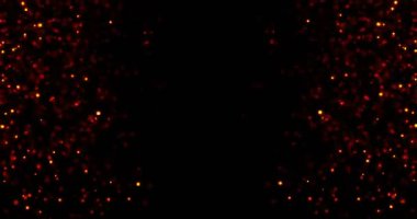 Noel dijital ışıltısının çerçevesi, kırmızı parçacıkların dikey şeritlerinin siyah arkaplanda akmasına yol açıyor, bayram sevgililer günü etkinliği