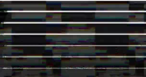 Färgglada vhs glitch buller bakgrund realistisk flimmer, analog vintage TV-signal med dålig störning, statiskt buller — Stockvideo