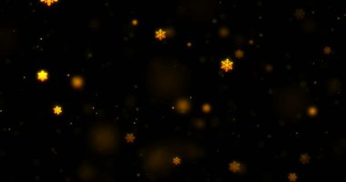 soyut dairesel ve kar şekilli altın parıltılı parıltı bokeh akıyor