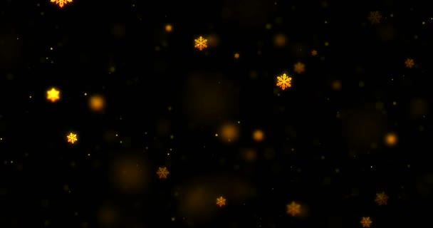 Abstract circular and snow shape golden sparkle glitter bokeh flowing — Stock video