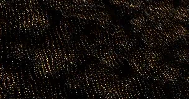 Scintillio d'oro scintillio bokeh bolle di particelle su sfondo nero, evento festivo felice anno nuovo — Video Stock