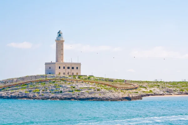 A lighthouse in the beautiful sunny day in Vieste Italy — Stock Photo, Image