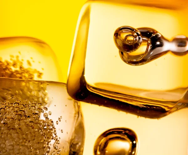 Closeup af whisky i glas med isterninger på hvid - Stock-foto