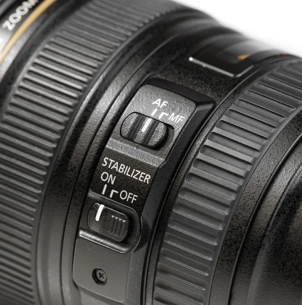 Close up stabilizer button on lens — Stock Photo, Image