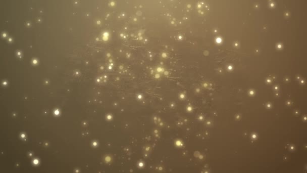 Christmas golden bokeh on black background with particles bokeh sparkling, gold holiday xmas — Stock Video