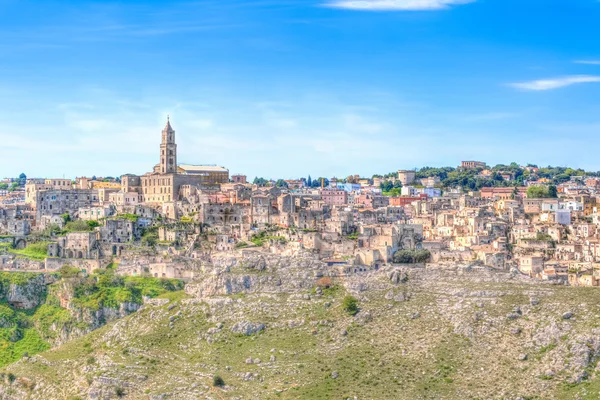 View of Matera,basilicata, Italy, UNESCO under blue sky — Stock Photo, Image