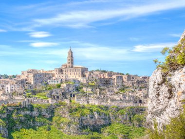 Matera, basilicata, İtalya, Unesco mavi gökyüzü altında görünümü