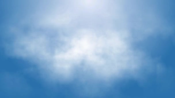 Letu nad bílé mraky pod modré pozadí oblohy, bezešvé smyčka připravena animace