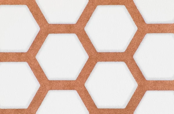 Close-up of brown and white hexagon pattern wallpaper background — Stock Photo, Image
