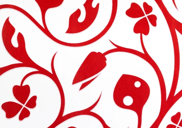 Fehér-piros virágok fantasy mintás tapéta háttérrel — Stock Fotó