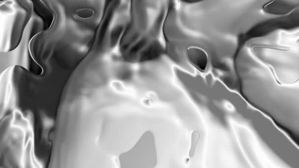 Цифрова ідеальна петля абстрактної блискучої алюмінієвої рідини, що рухається фоновою анімацією — стокове відео