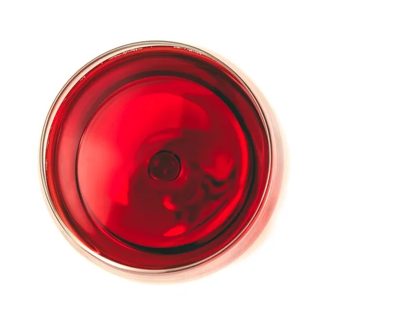 Вид зверху на червоне вино в склянці ізольовано — стокове фото