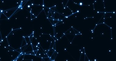 mavi soyut arkaplan hareket katmanı noktalar ve çizgiler, teknoloji, sosyal ağlar, iletişim, iş, üçgenlerden oluşan yüzey, geleceksel ağ