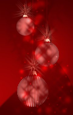 Üç kırmızı ve beyaz Noel biblo süslemeleri