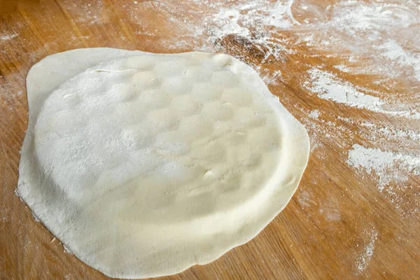 Achthoekige Metalen Mal Voor Dumplings Gewalst Deeg Voor Het Maken — Stockfoto