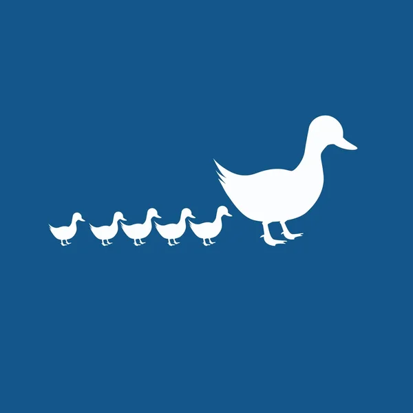 Ördek ve ördek yavrusu simgesi — Stok Vektör