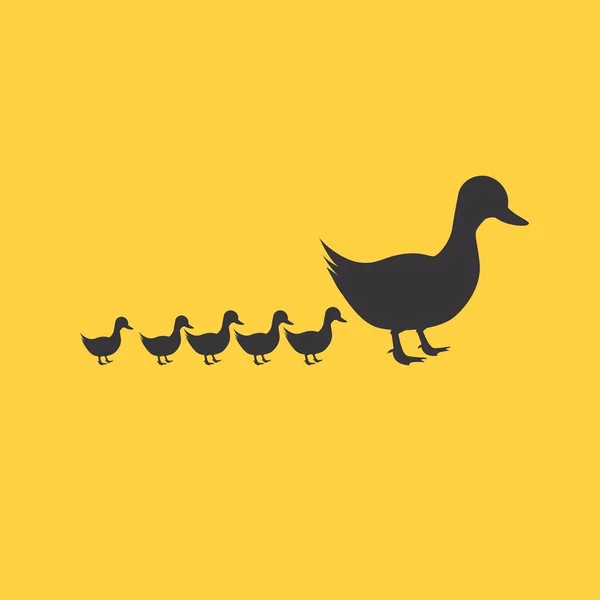 Pato y patitos icono — Vector de stock