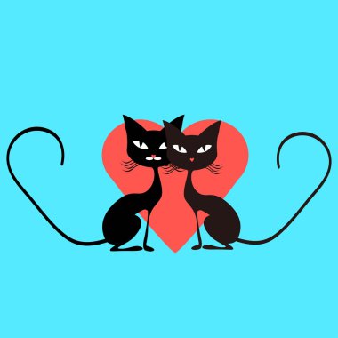 Sevimli siyah kediler kartıyla