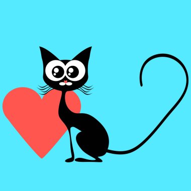 Sevgililer günü siyah kedi