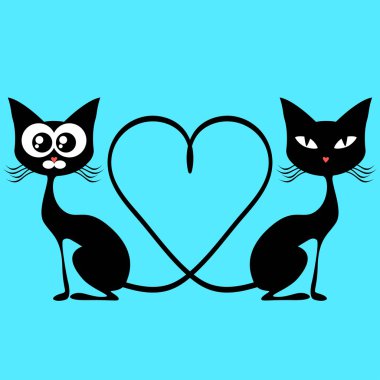 Sevimli siyah kediler kartıyla